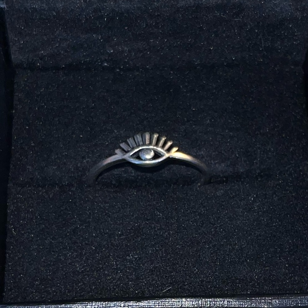 Evil eye sterling silver ring